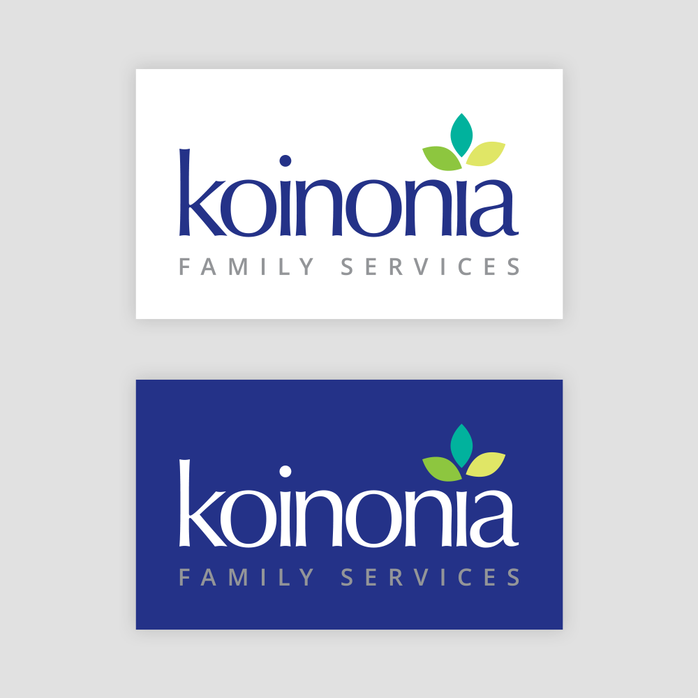 Koinonia Rebrand Logo Standard Full Color and Reverse Full Color